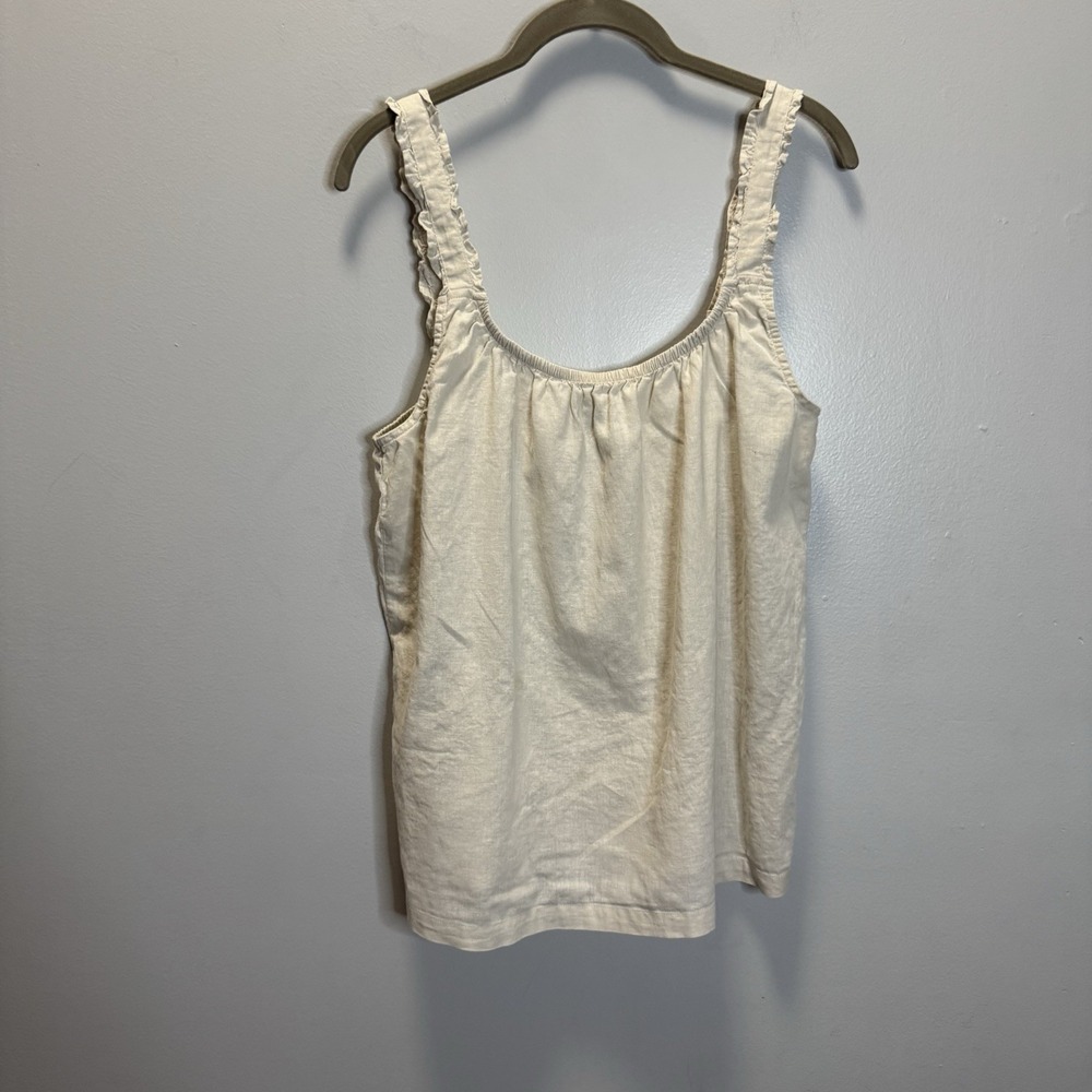 Esmara Top Women's Size 10 Natural Color Linen/Cotton Ruffle Sleeves Boho